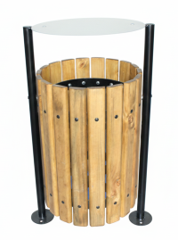 Basurero Acero Madera Roble Apernar