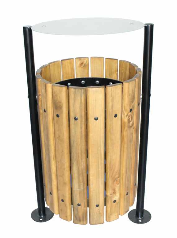 Basurero Acero Madera Roble Apernar: imagen 2