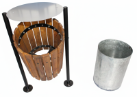 Basurero Acero Madera Roble Apernar