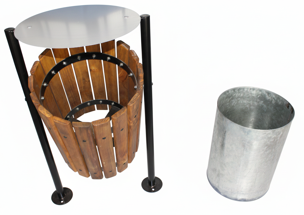 Basurero Acero Madera Roble Apernar: imagen 8