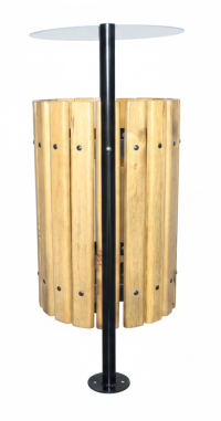 Basurero Acero Madera Roble Apernar