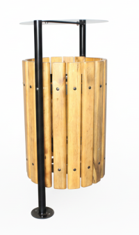 Basurero Acero Madera Roble Apernar