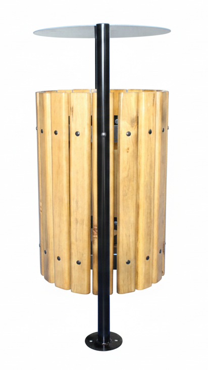 Basurero Acero Madera Roble Apernar: imagen 5