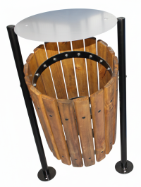 Basurero Acero Madera Roble Apernar