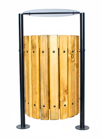 Basurero Acero Madera Roble Apernar